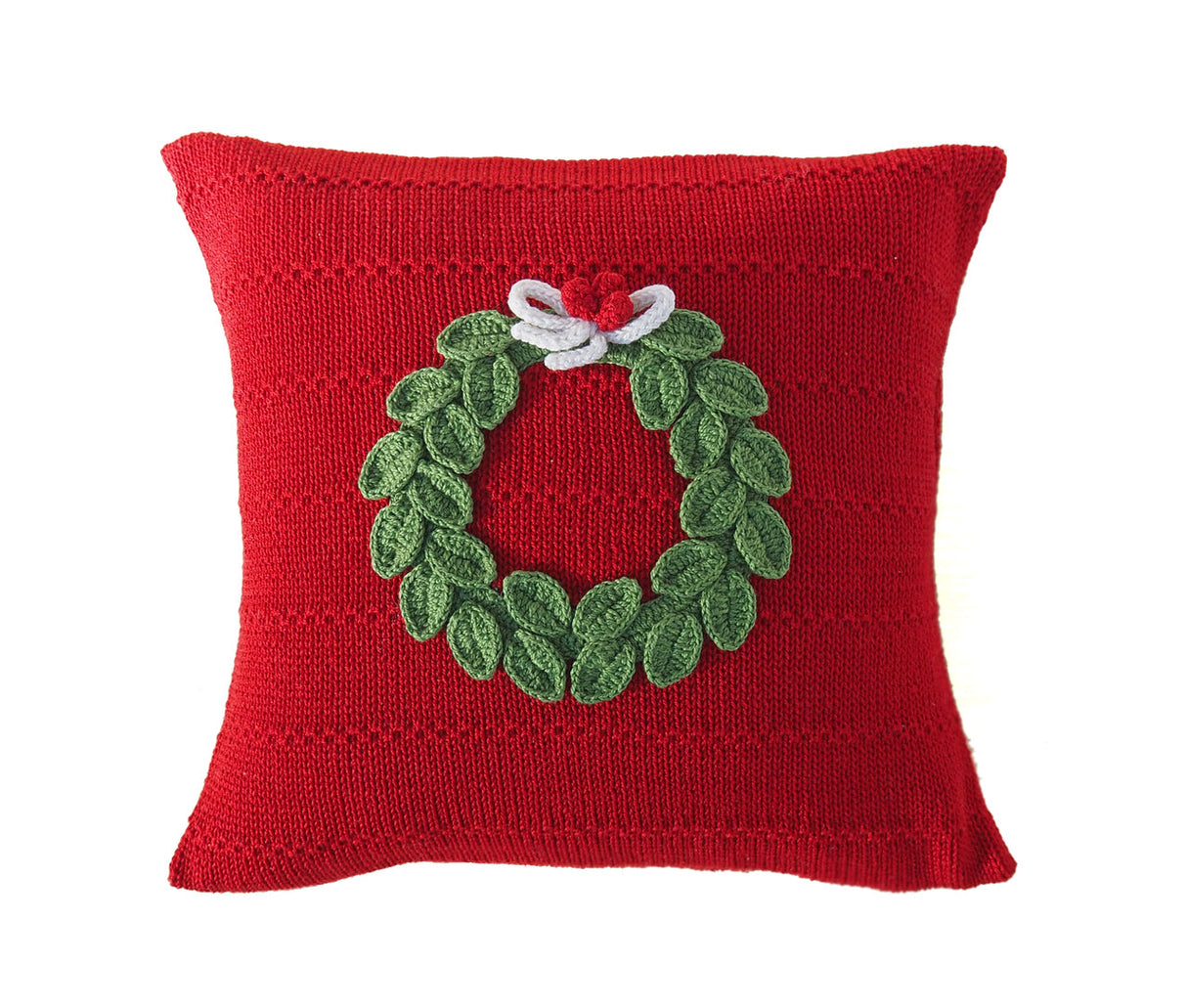 Green Wreath 10" Pillow, Red from Melange Collection