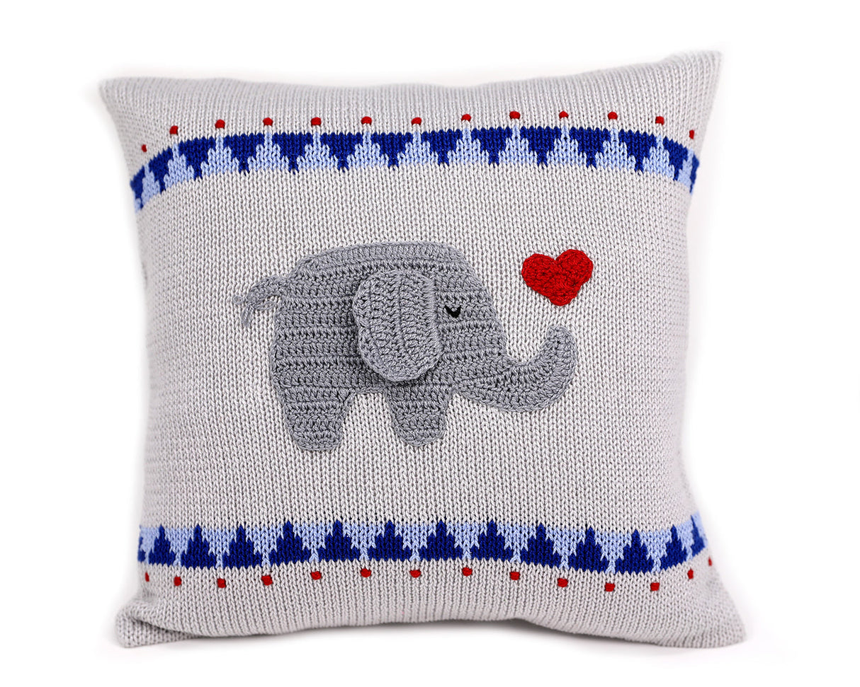 Elephant with Heart 10" Pillow from Melange Collection