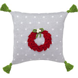 10" Red Wreath Pillow, Grey from Melange Collection