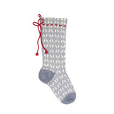 Grey Patterned Stocking with Red Bow from Melange Collection