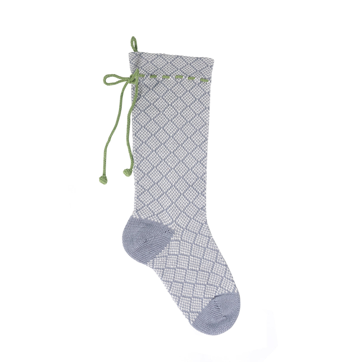 Grey Patterned Stocking with Green Bow from Melange Collection