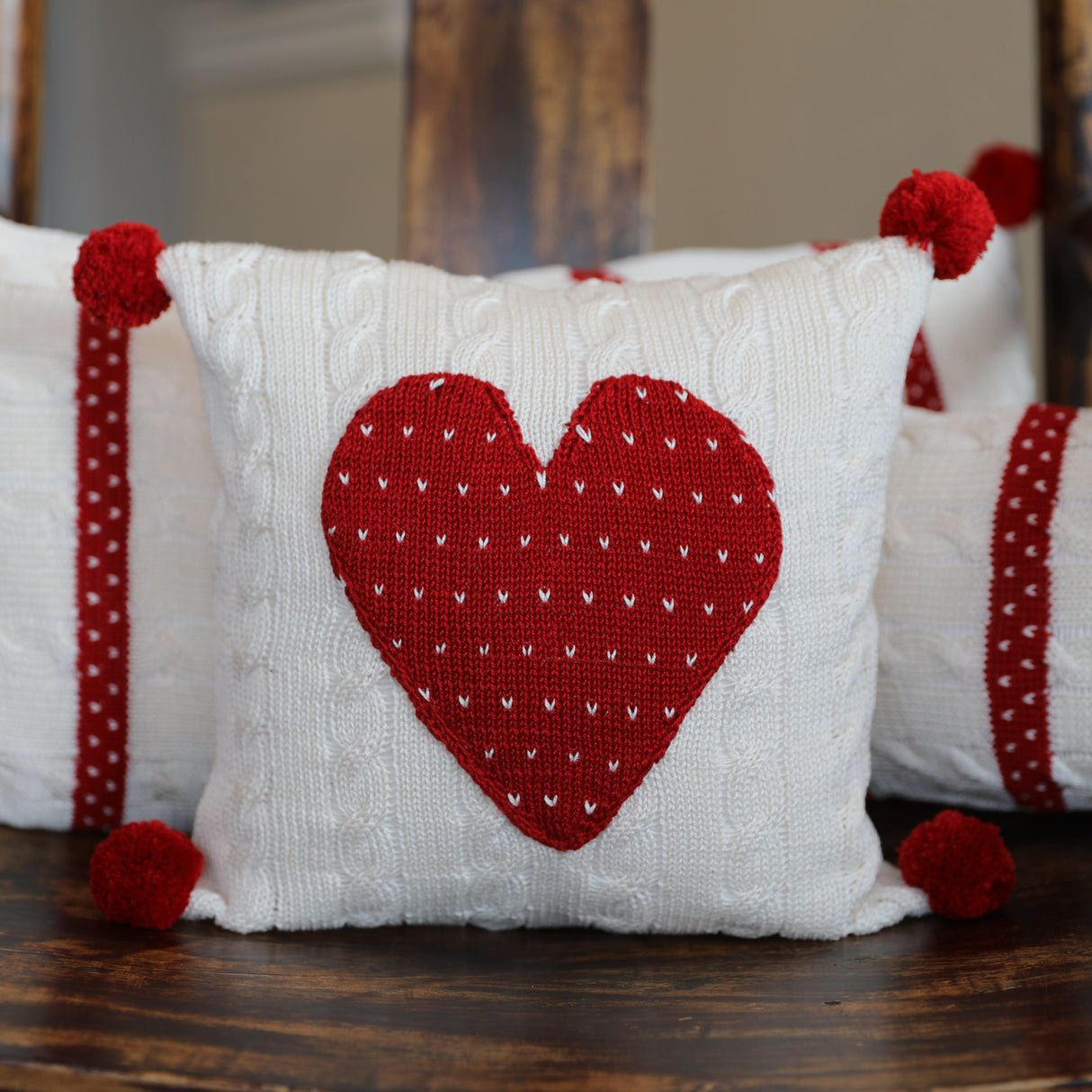 Cable-Knit Heart 10" Pillow from Melange Collection