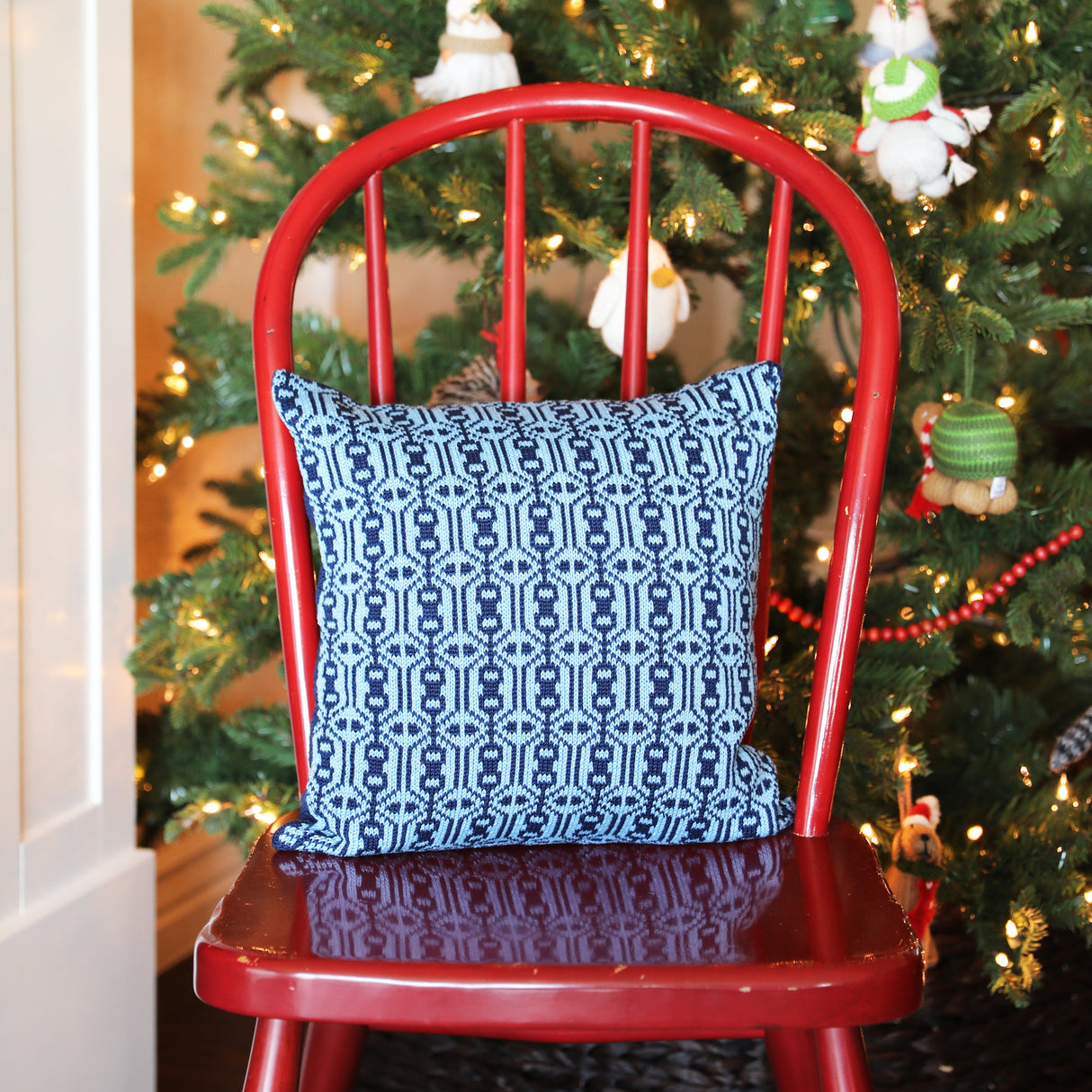 Blue Nordic Pattern Pillow, 14" from Melange Collection
