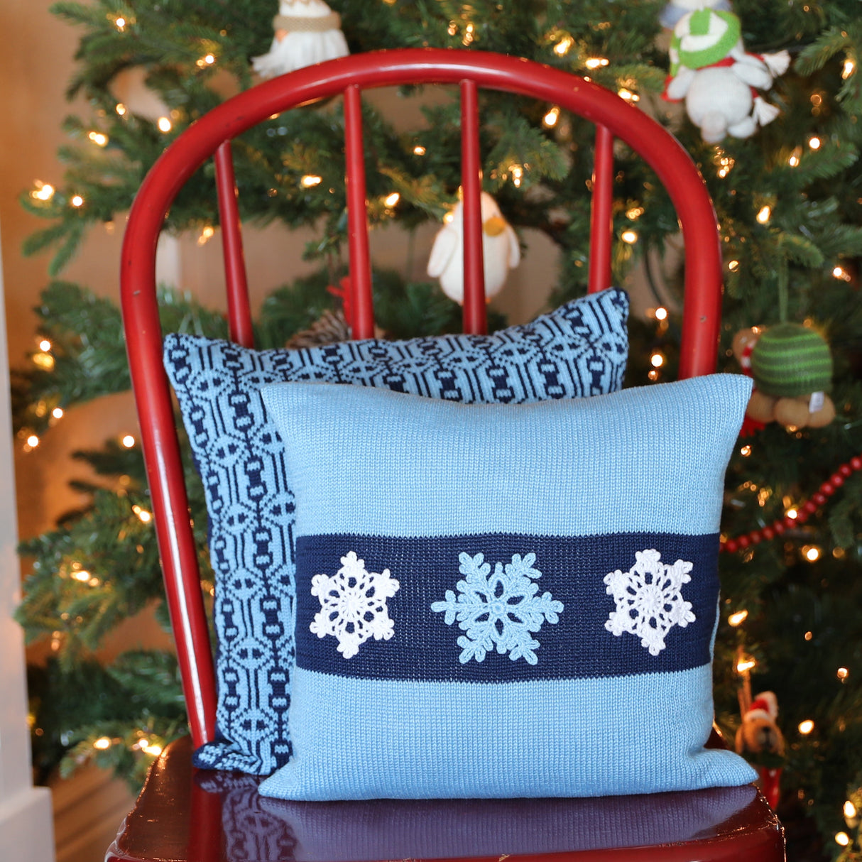 Blue Snowflake Pillow, 12" from Melange Collection