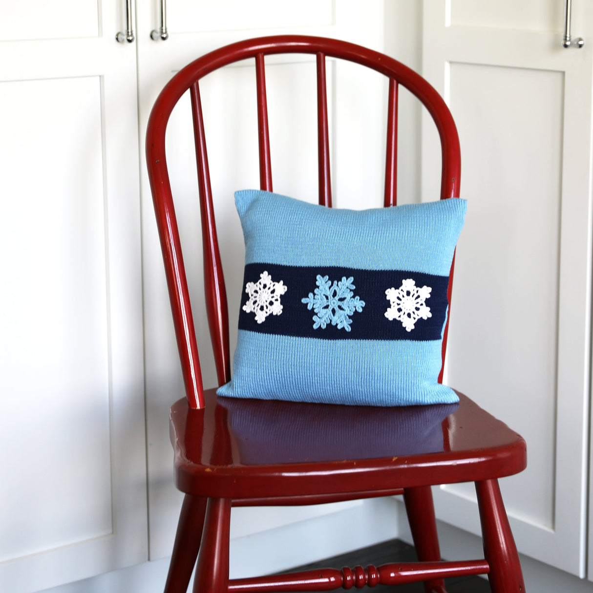 Blue Snowflake Pillow, 12" from Melange Collection