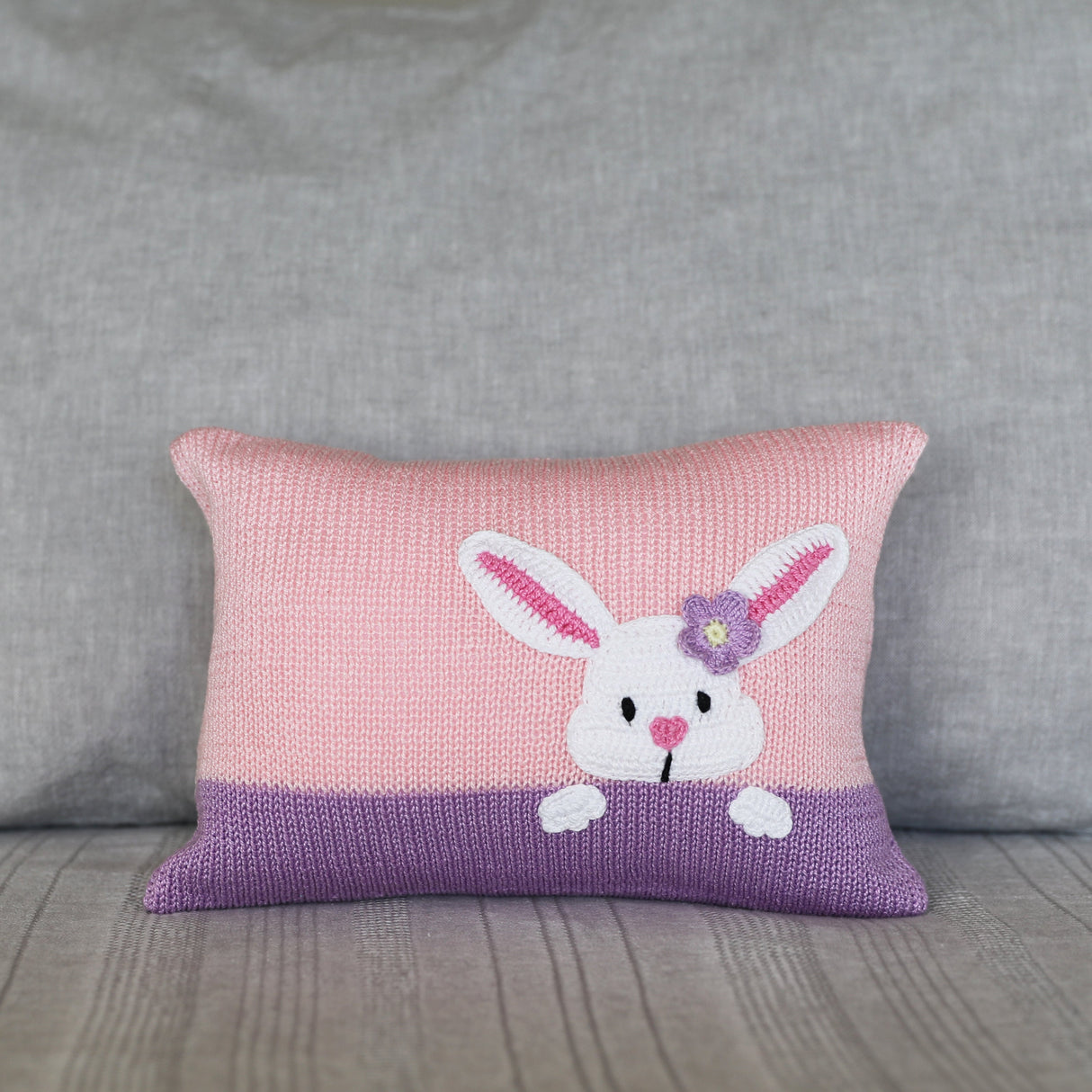 Bunny Peekaboo Mini Pillow, Pink from Melange Collection
