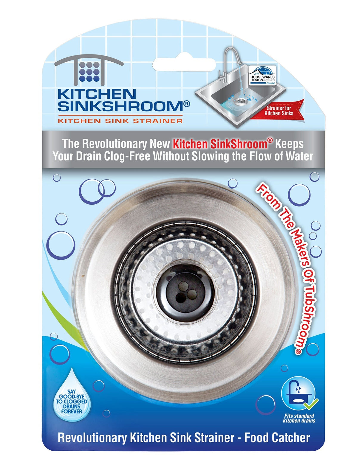 Kitchen SinkShroom (Stainless) Strainer with Built-in Anti-Clog Technology from TubShroom.com