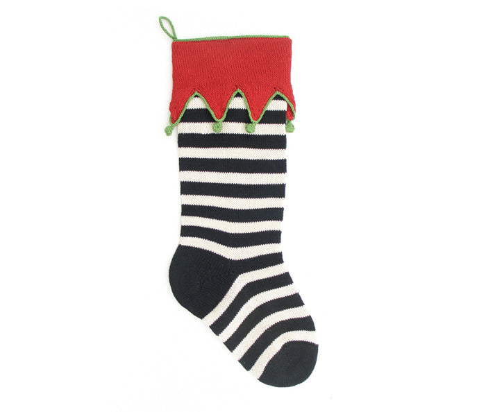 Elf- Cuff Striped Stocking, Black from Melange Collection