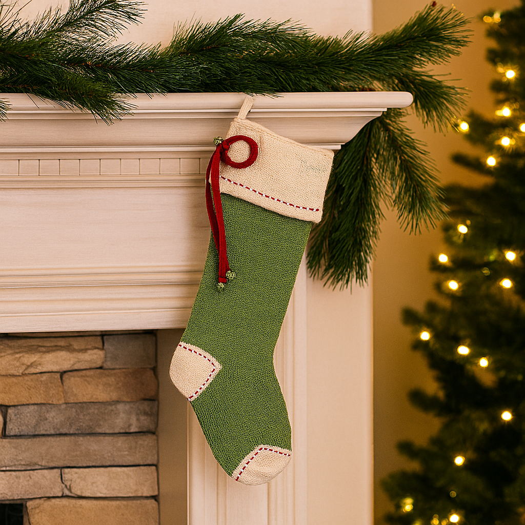 Bow Stocking, Green from Melange Collection