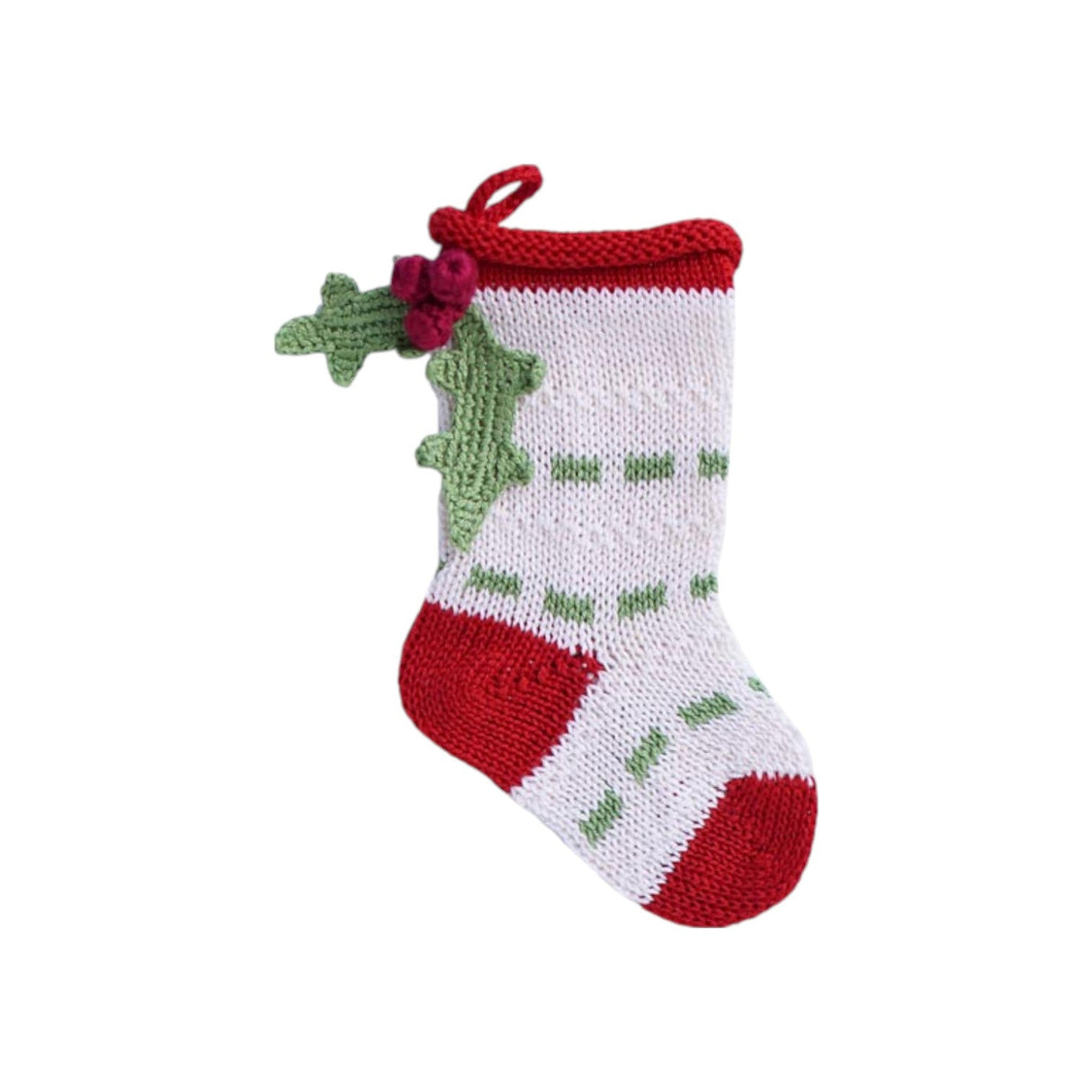 Mini Holly Stocking, Ecru from Melange Collection