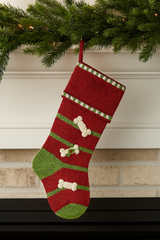 Dog Bone Stocking, Red from Melange Collection
