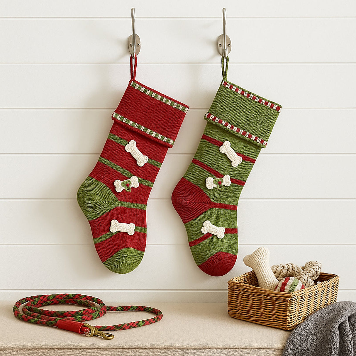Dog Bone Stocking, Red from Melange Collection