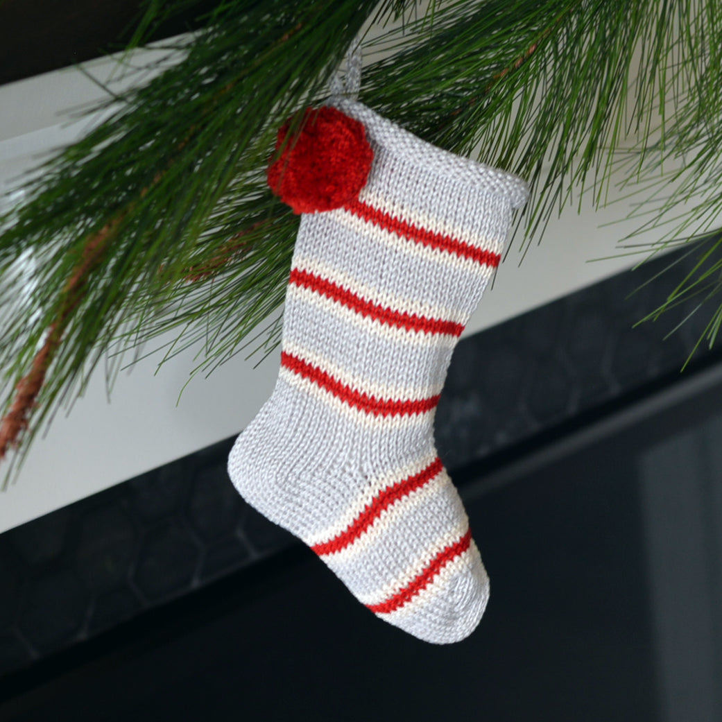 Mini Candy Stripe Stocking, Grey from Melange Collection