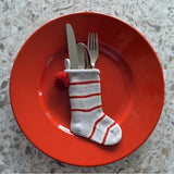 Mini Candy Stripe Stocking, Grey from Melange Collection
