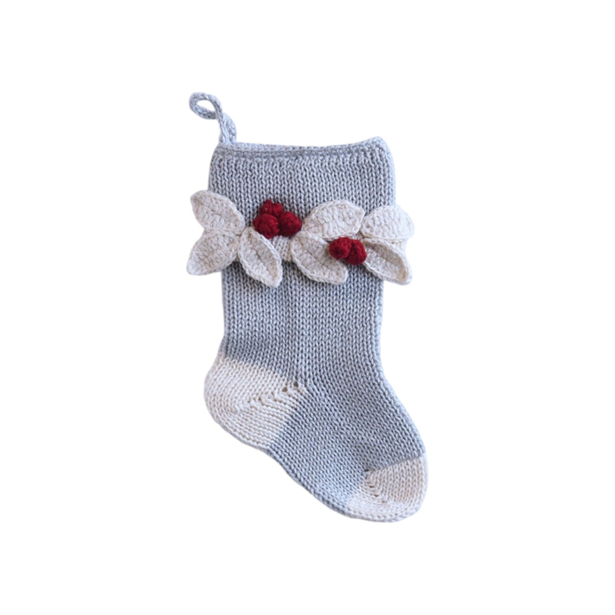 Mini Holly Leaf Stocking, Grey from Melange Collection