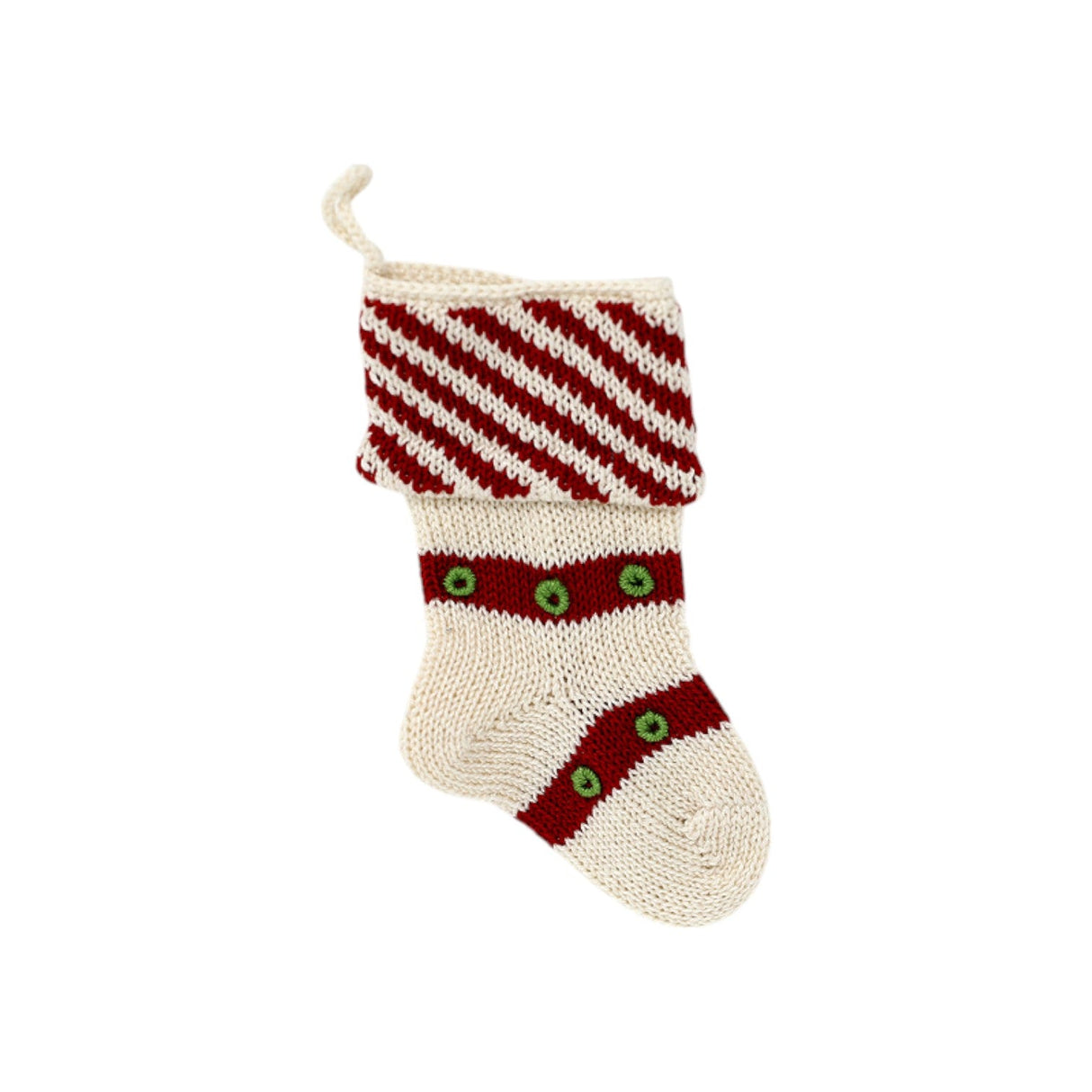 Mini Diagonal Stripe Cuff Stocking, Ecru from Melange Collection
