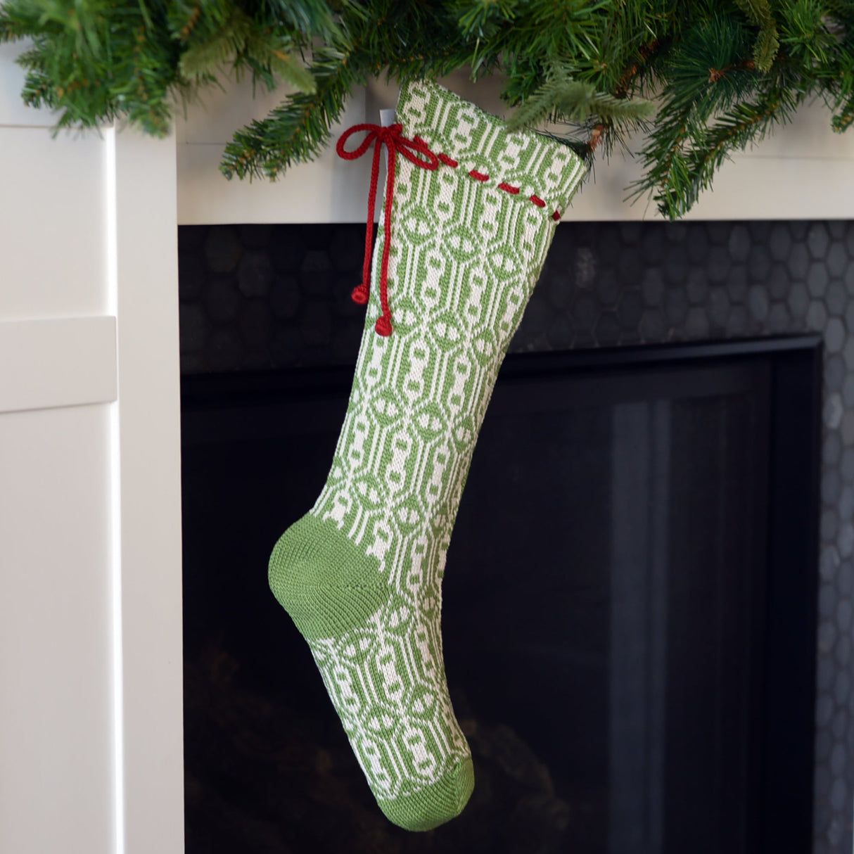 Green Patterned Stocking from Melange Collection