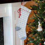 Grey Patterned Stocking with Red Bow from Melange Collection