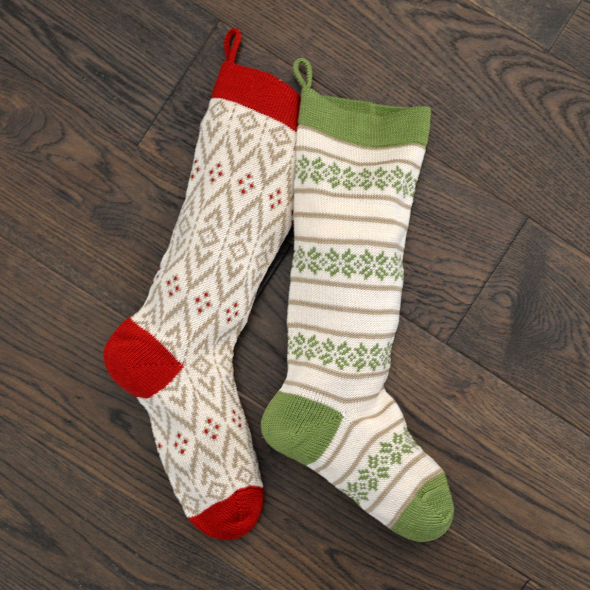 Ecru Patterned Stocking with Red Details from Melange Collection
