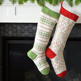 Ecru Patterned Stocking with Red Details from Melange Collection