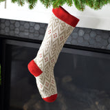 Ecru Patterned Stocking with Red Details from Melange Collection