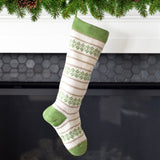 Ecru Patterned Stocking with Green from Melange Collection