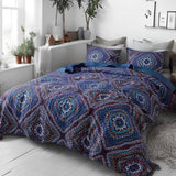 DaDa Bedding Farmhouse Bohemian Native Rustic Navy Blue Geometric Diamond Shapes Bedspread Set (KSX-001) from DaDalogy Bedding Collection