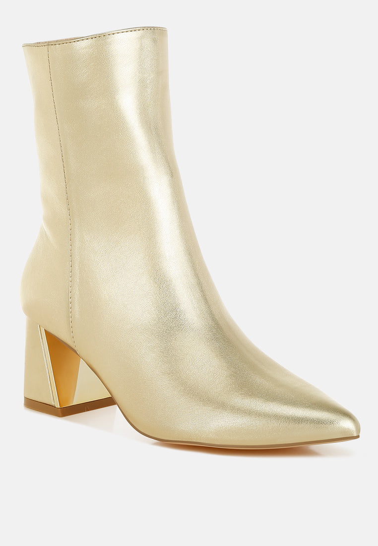 Kaira Metallic Accent Heel High Ankle Boots from London Rag International