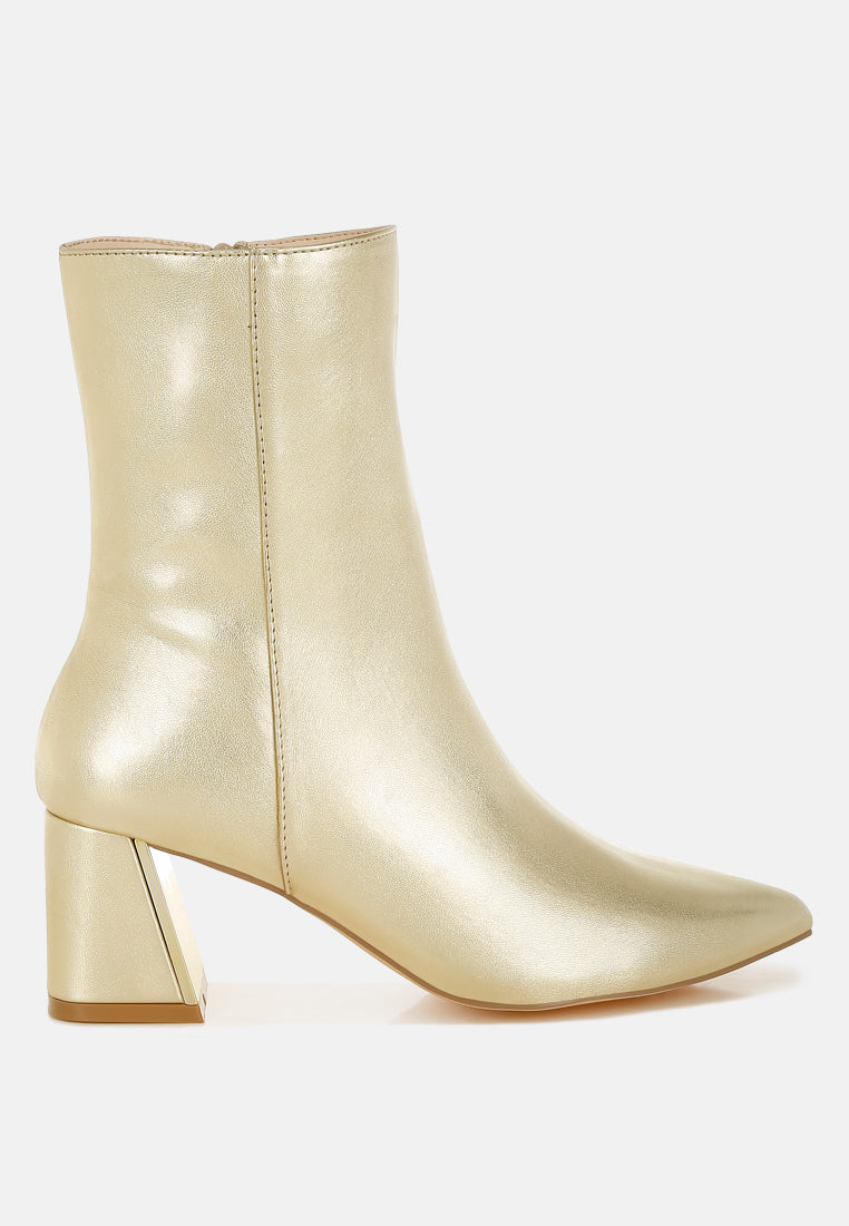 Kaira Metallic Accent Heel High Ankle Boots from London Rag International