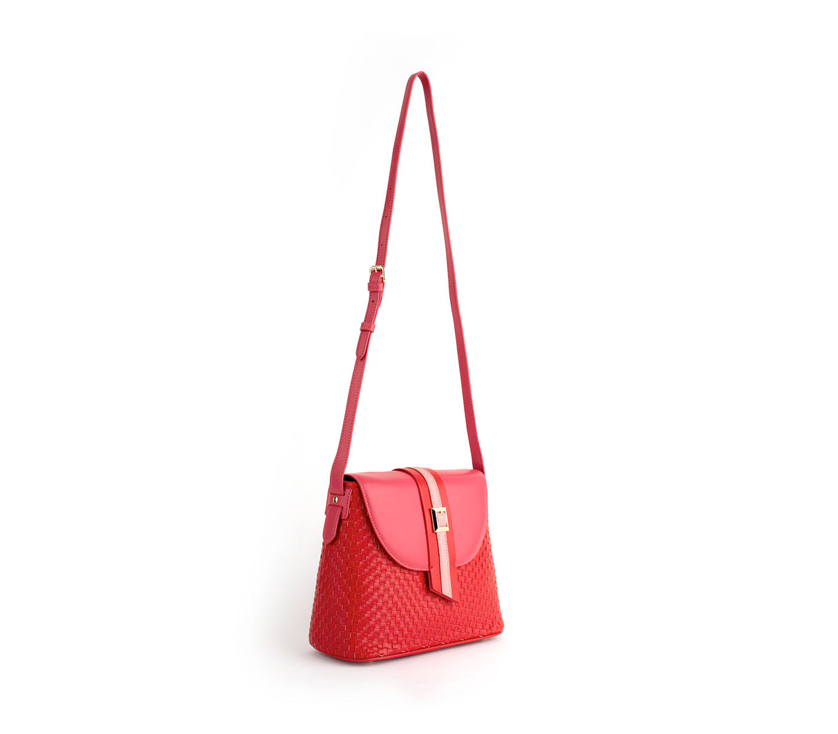 Kate - Red Vegan Basket Weave Bag from Gunas New York
