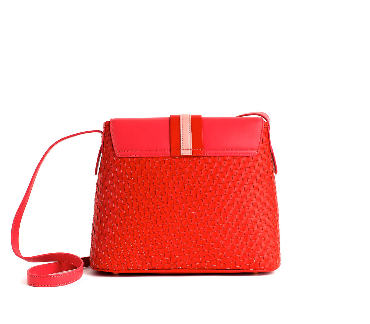 Kate - Red Vegan Basket Weave Bag from Gunas New York