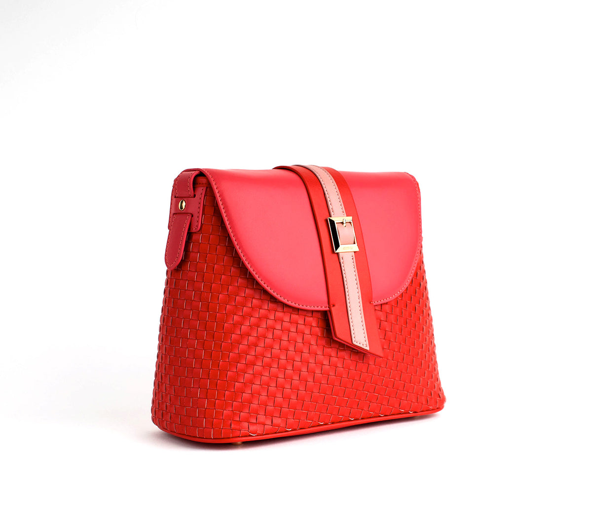 Kate - Red Vegan Basket Weave Bag from Gunas New York