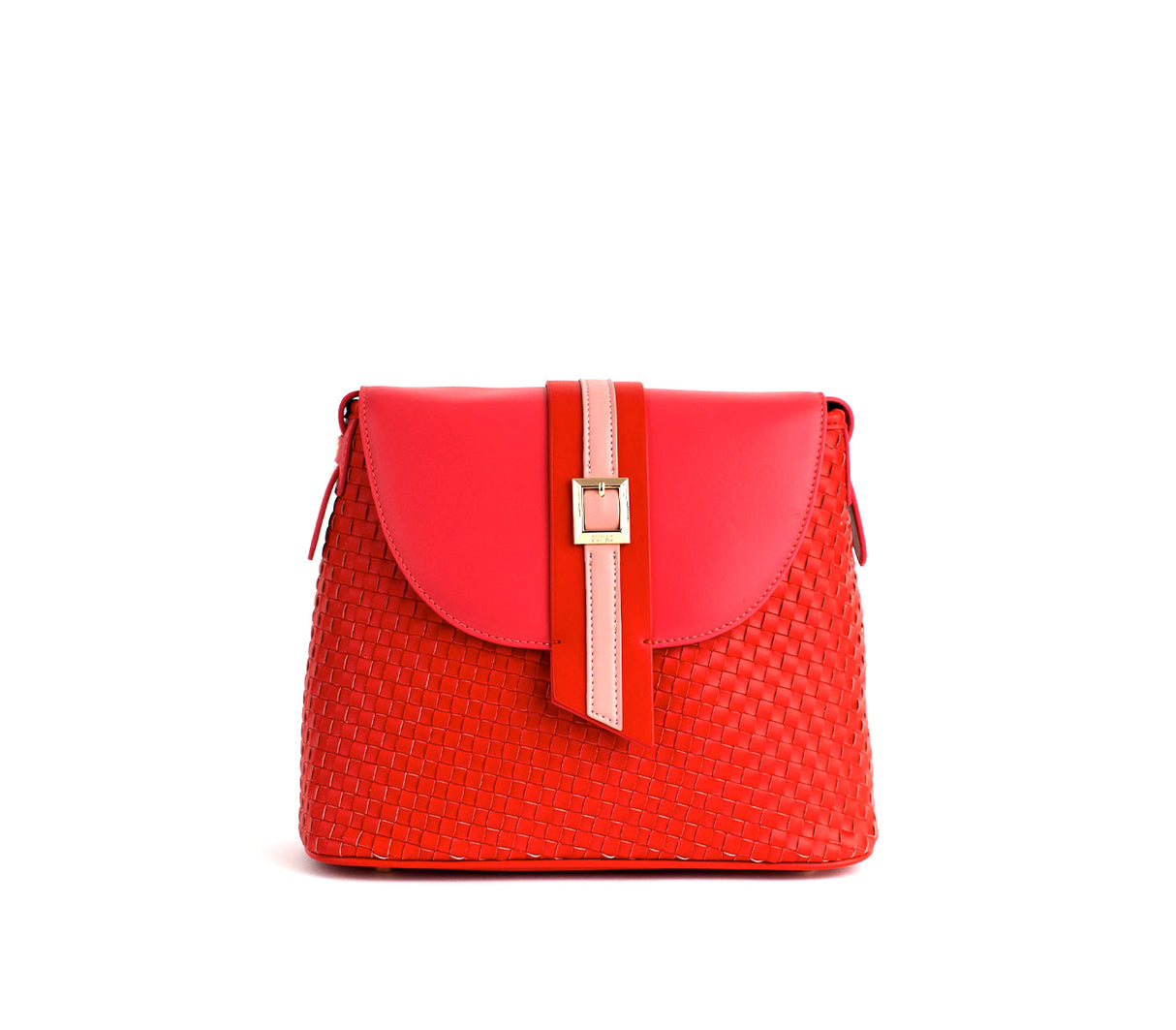 Kate - Red Vegan Basket Weave Bag from Gunas New York