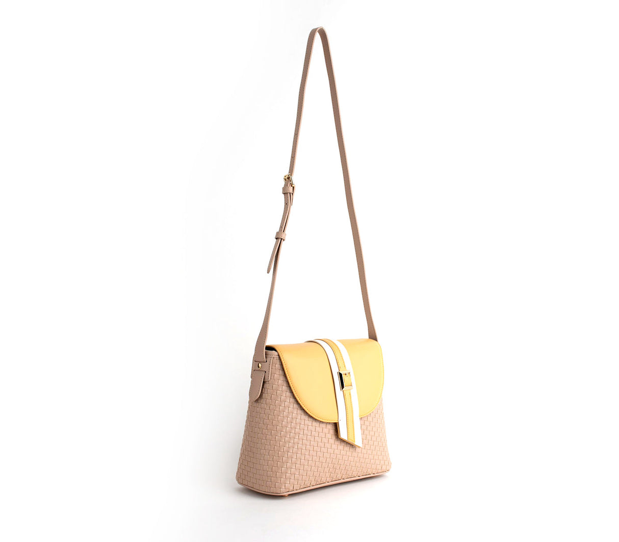Kate - Nude Vegan Basket Weave Bag from Gunas New York