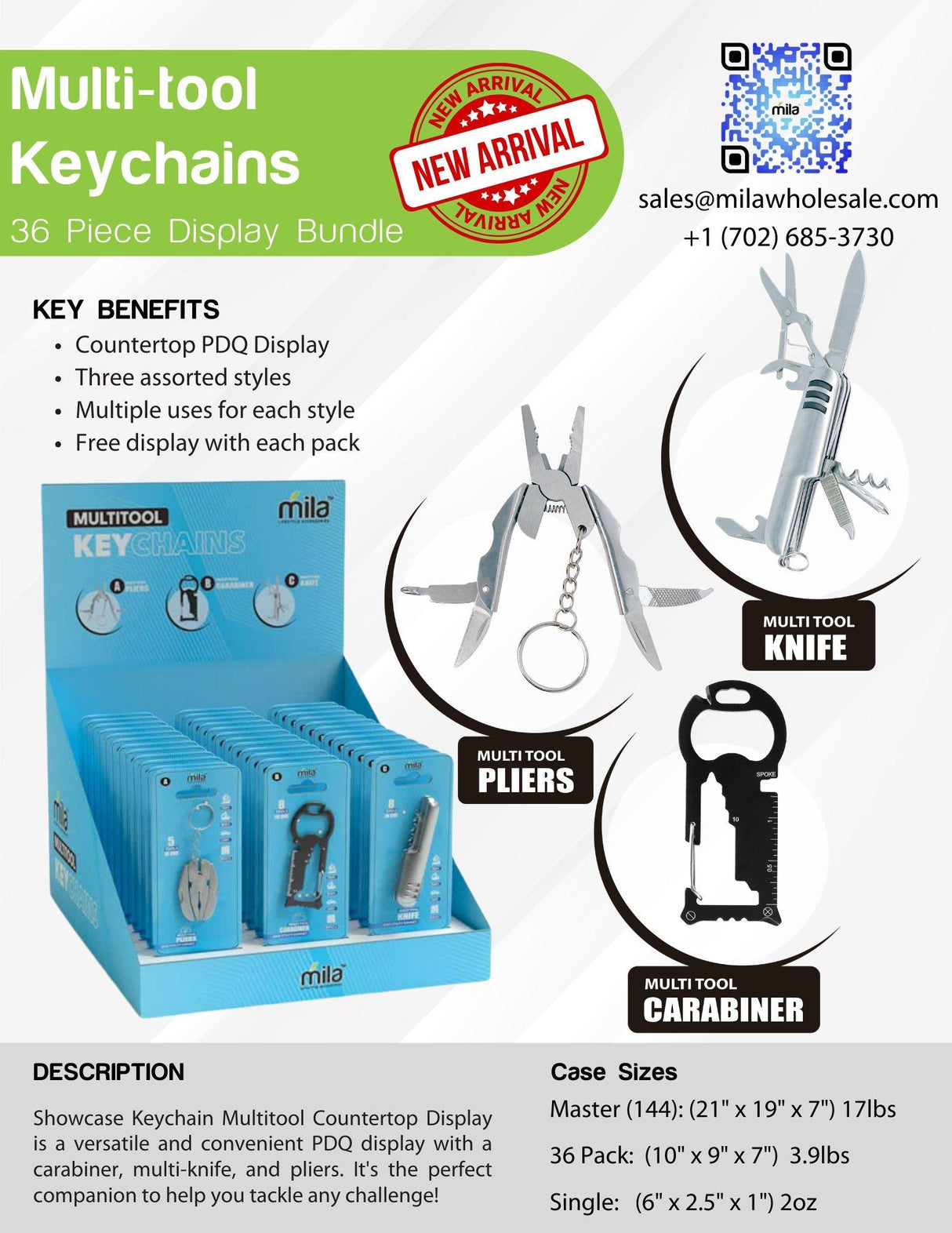 Keychain Multitool Countertop Display – 36-Piece Assortment from Mila Lifestyle Accessories
