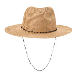Beaded Chin Tie Straw Sun Hat from Madeline Love