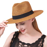 Black Band Straw Panama Sun Hat from Madeline Love