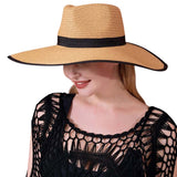 Black Band Trimmed Straw Sun Hat from Madeline Love