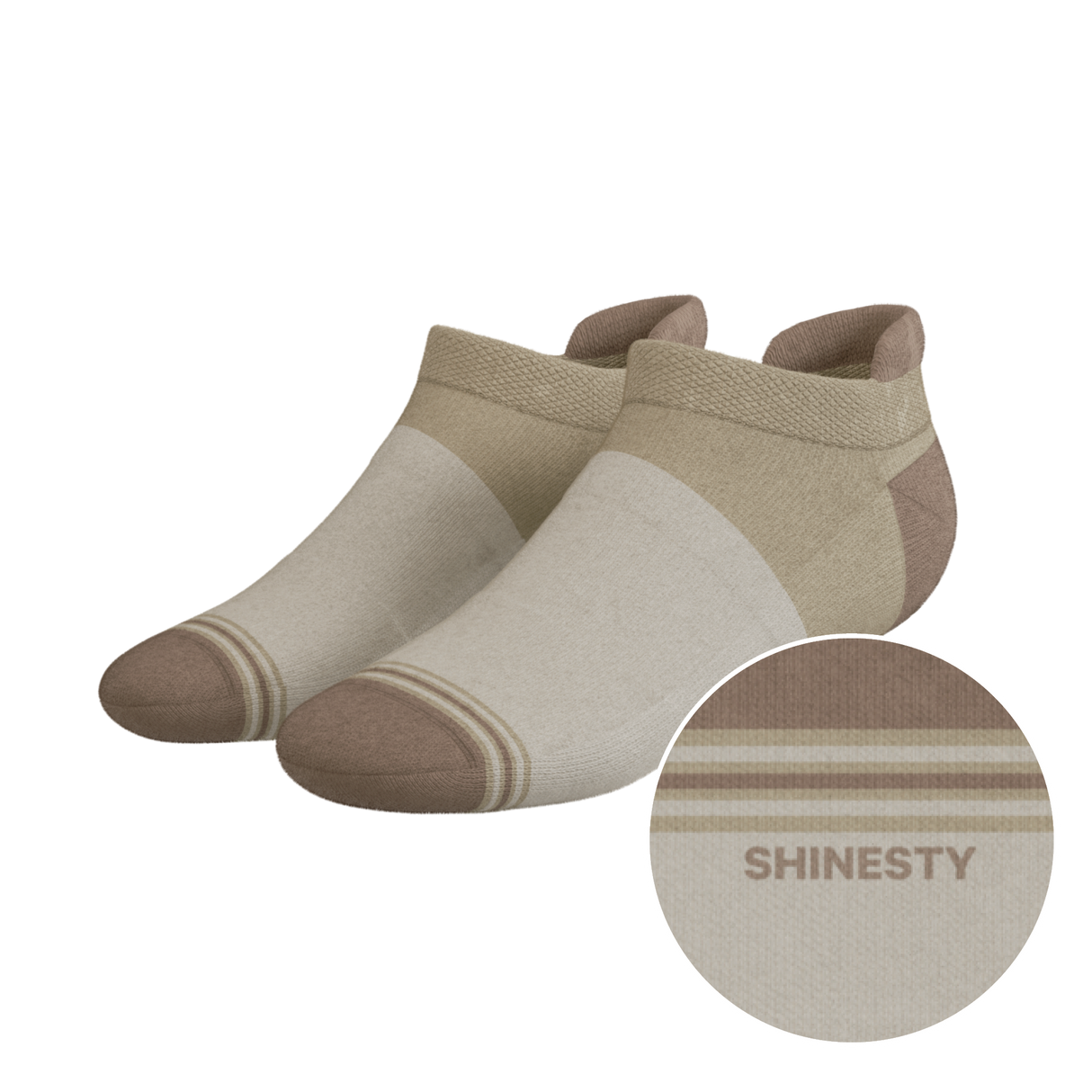 The Khaki | Tan Color Block Heel Hammock™ Ankle Socks from Shinesty