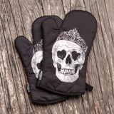 King & Queen Black Skull Oven Mitts And Potholder Set From Zapps Clothing