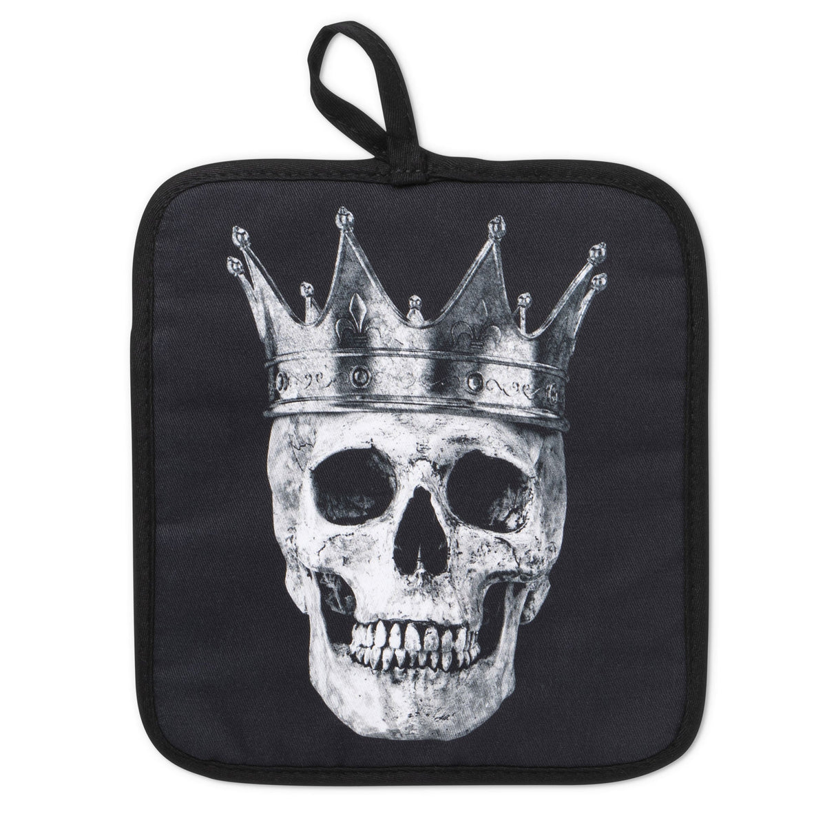 King & Queen Black Skull Oven Mitts And Potholder Set From Zapps Clothing
