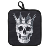 King & Queen Black Skull Oven Mitts And Potholder Set From Zapps Clothing