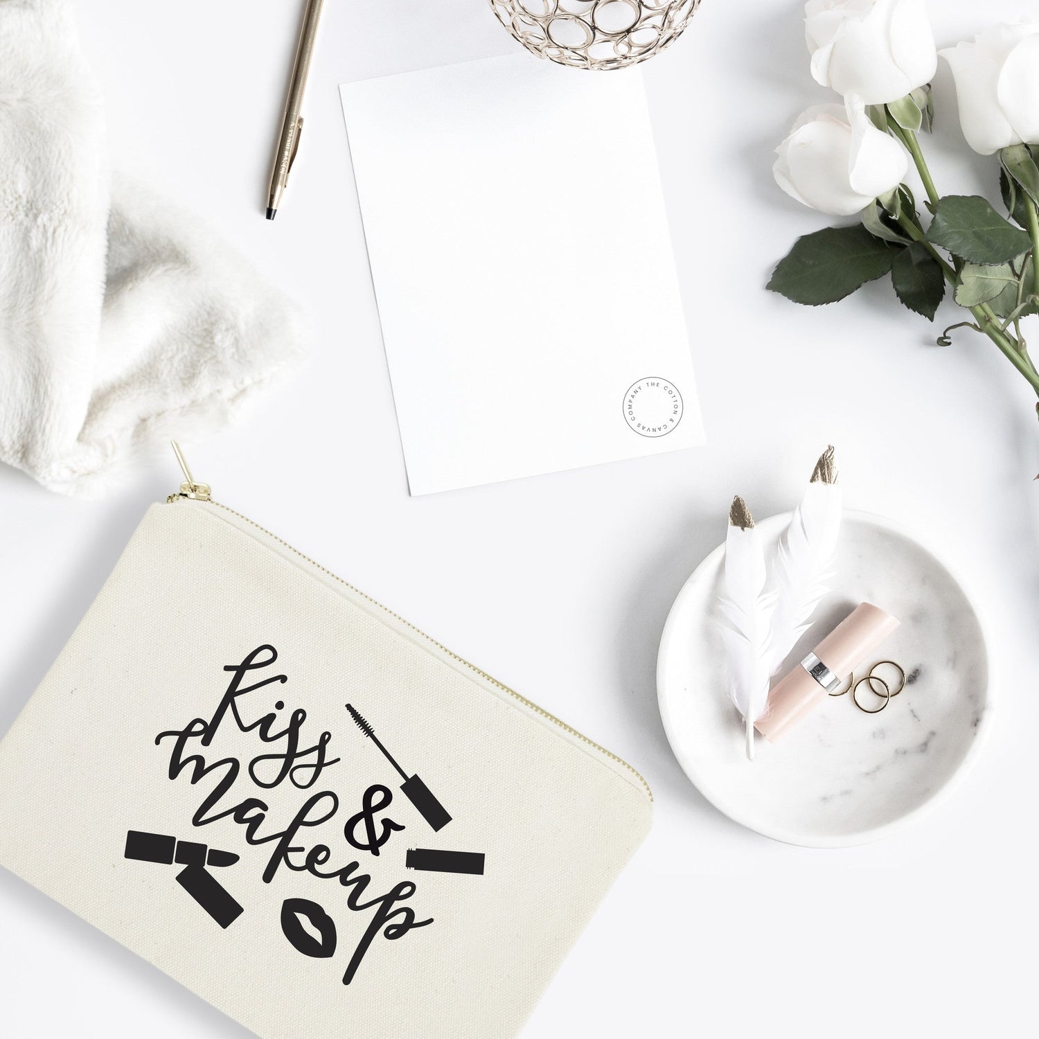 Kiss & Make Up Cotton Canvas Cosmetic Bag from The Cotton & Canvas Co.