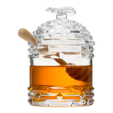 Crystal Bee Honey Dish Jar, Gift 6" - Glass Honey Pot with Dipper and Lid Cover for Home Kitchen Honey and Syrup, Gorgeous Bee Decor Beehive Honey Pot, Great for Jam, Honey, Jelly 14oz from The Wine Savant