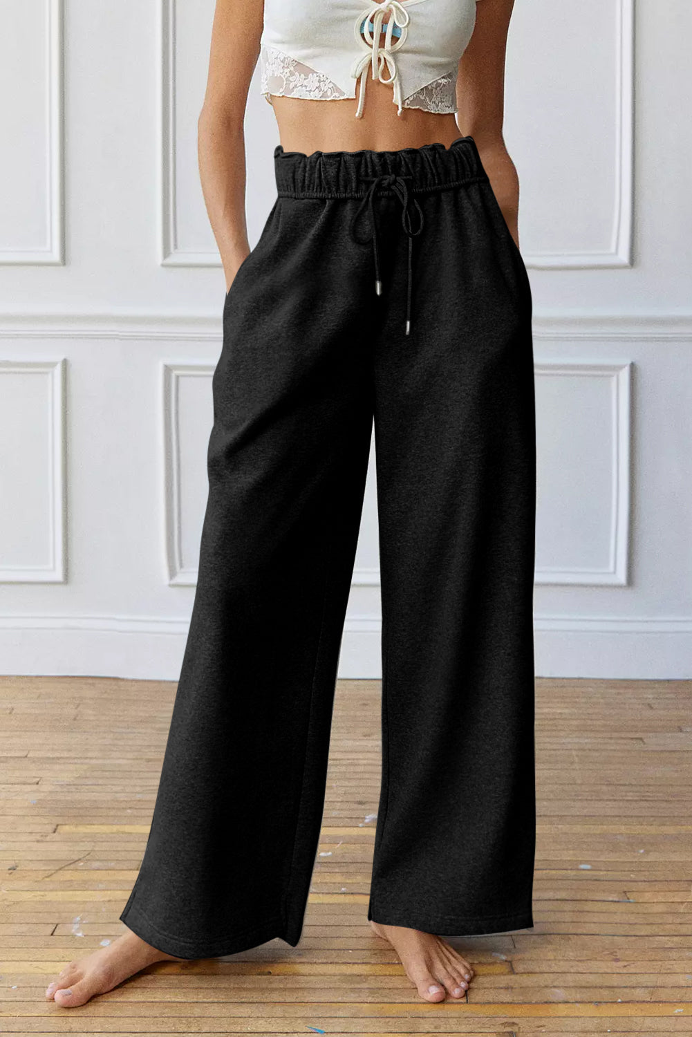 Greta Elastic High Waist Drawstring Sweatpants From Threaded Pear