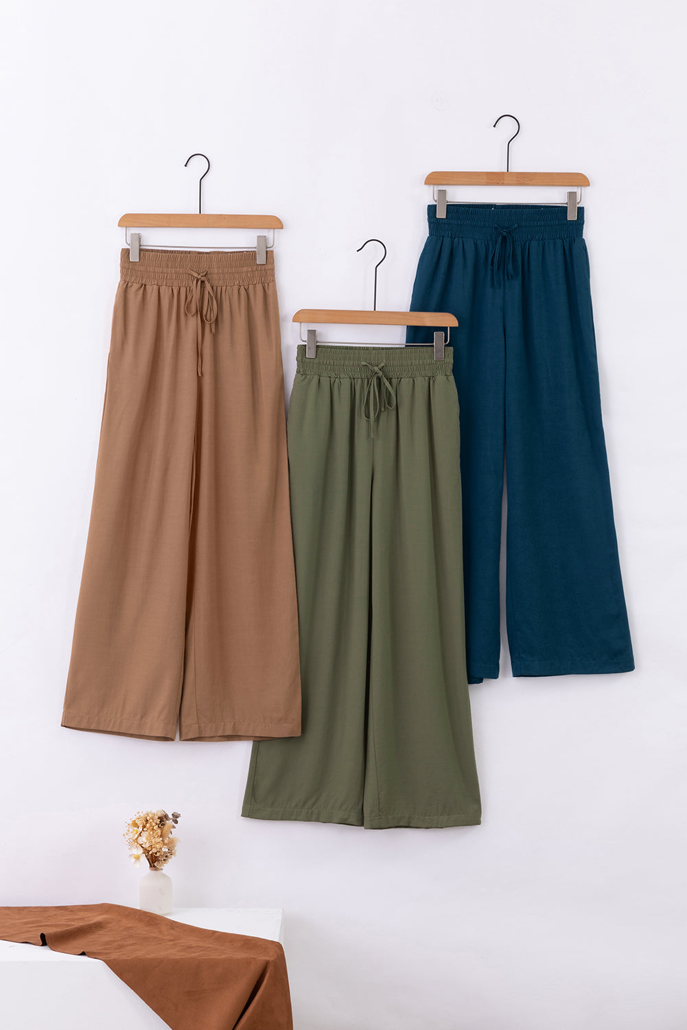 Kenzie Drawstring Elastic Waist Casual Wide Leg Pants From Threaded Pear