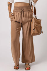 Kenzie Drawstring Elastic Waist Casual Wide Leg Pants From Threaded Pear