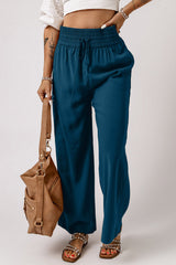 Kenzie Drawstring Elastic Waist Casual Wide Leg Pants From Threaded Pear