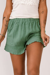 Katie High Waist Pocketed Ruffle Shorts From Threaded Pear
