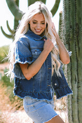 Luisa Ruffled Short Sleeve Denim Jacket from Threaded Pear